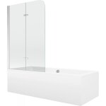 Mexen - cube baignoire rectangulaire 180 x 80 cm avec panneau et paravent  2 battants 100 cm, transparent, ...