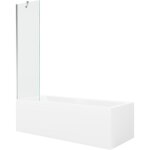 Mexen - cubik baignoire rectangulaire 160 x 70 cm avec tablier et paroi 1 volet 50 cm, transparent, chrome ...