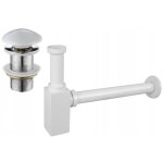 Mexen - demi siphon carr pour lavabo avec bouchon cramique click / clack, sans trop - plein, blanc ...