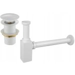 Mexen - demi - siphon carr pour lavabo avec bouchon clic - clac, sans trop - plein, blanc - 7991060 ...
