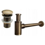 Mexen - demi - siphon rond pour lavabo avec bouchon cramique clic - clac, sans trop - plein, bronze ...