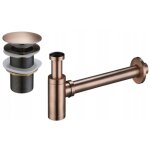 Mexen - demi - siphon rond pour lavabo avec bouchon cramique clic - clac, sans trop - plein, cuivre ...