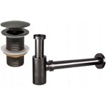 Mexen - demi - siphon rond pour lavabo avec bouchon cramique clic - clac, sans trop - plein, graphite ...