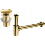 Mexen - demi - siphon rond pour lavabo avec bouchon cramique clic - clac, sans trop - plein, or - 7991050 ...