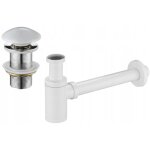 Mexen - demi - siphone rond pour lavabo avec bouchon clic - clac en c�ramique, sans trop - plein, blanc ...