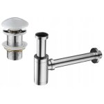 Mexen - demi - siphone rond pour lavabo avec bouchon clic - clac en c�ramique, sans trop - plein, chrome ...