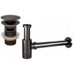 Mexen - demi - siphone rond pour lavabo avec bouchon clic - clac, avec trop - plein, graphite - 7992050 ...