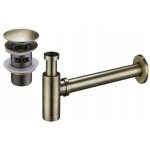 Mexen - demi - siphone rond pour lavabo avec bouchon clic - clac, avec trop - plein, laiton antique - ...