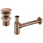 Mexen - demi - siphone rond pour lavabo avec bouchon clic - clac, avec trop - plein, or rose - 7992050 ...