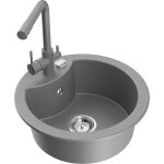 Mexen - diego �vier en granit 1 bac avec robinet de cuisine duero, gris - 6512 - 71 - 671600 - 71