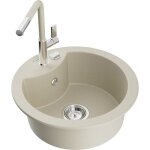 Mexen - diego évier en granit à 1 cuve avec robinet mélangeur flora, beige - 6512 - 69 - 670401 - 09 Mexen - diego évier en granit à 1 cuve avec robinet mélangeur flora, beige - 6512 - 69 - 670401 - 09