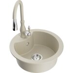 Mexen - diego vier en granit  1 cuve avec robinet mlangeur savita, beige - 6512 - 69 - 672601 - 69 ...