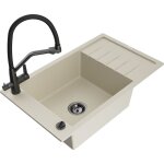 Mexen - elias �vier de cuisine en granit 1 bac avec �gouttoir et robinet duo, beige - 6511 - 69 - 671701 ...