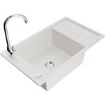 Mexen - elias vier en granit 1 bac gouttoir et mitigeur telma, blanc - 6511 - 20 - 670200 - 00