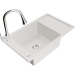 Mexen elias �vier en granit 1 bac avec �gouttoir et robinet de cuisine elia, blanc - 6511 - 20 - 670101 ...