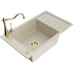 Mexen elias �vier en granit 1 bac avec �gouttoir et robinet de cuisine carla, beige - 6511 - 69 - 670700 ...