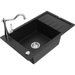 Mexen - elias �vier en granit 1 bac avec �gouttoir et robinet de cuisine carla, noir - 6511 - 77 - 670700 ...