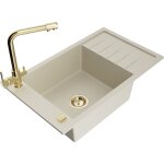 Mexen - elias �vier en granit 1 bac avec �gouttoir et robinet de cuisine duero, beige - 6511 - 69 - 671600 ...