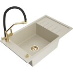 Mexen - elias �vier en granit 1 bac avec �gouttoir et robinet cuisine duo, beige - 6511 - 69 - 671701 ...