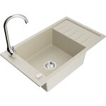 Mexen - elias �vier en granit 1 bac avec �gouttoir et robinet de cuisine telma, beige - 6511 - 69 - 670200 ...