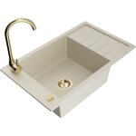 Mexen - elias �vier en granit 1 bac avec �gouttoir et robinet de cuisine telma, beige - 6511 - 69 - 670200 ...