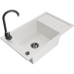 Mexen - elias �vier en granit 1 bac avec �gouttoir et robinet de cuisine telma, blanc - 6511 - 20 - 670200 ...