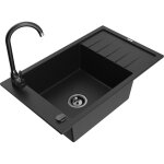 Mexen - elias �vier granit 1 bac avec �gouttoir et robinet cuisine telma, noir - 6511 - 77 - 670200 - ...