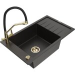 Mexen - elias �vier en granit 1 bac �gouttoir robinet duo, noir / or m�tallis� - 6511 - 75 - 671701 - ...