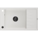 Mexen - elias évier en granit à 1 cuve avec égouttoir 795 x 480 mm, blanc, siphon noir - 6511791005 - ... Mexen - elias évier en granit à 1 cuve avec égouttoir 795 x 480 mm, blanc, siphon noir - 6511791005 - ...