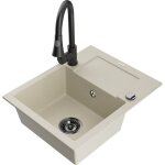 Mexen - enzo �vier de cuisine 1 bac en granite avec �gouttoir et robinet elia, beige - 6506 - 69 - 670101 ...