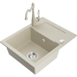 Mexen enzo �vier de cuisine en granit 1 bac avec �gouttoir et mitigeur carla, beige - 6506 - 69 - 670700 ...
