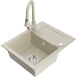 Mexen - enzo �vier en granit 1 bac avec �gouttoir et robinet de cuisine elia, beige - 6506 - 69 - 670101 ...