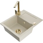 Mexen - enzo �vier en granit 1 bac avec �gouttoir et robinet de cuisine rita, beige - 6506 - 69 - 670300 ...
