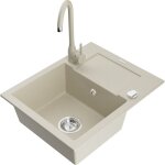 Mexen - enzo évier en granit 1 bac avec égouttoir et robinet de cuisine telma, beige - 6506 - 69 - 670200 ... Mexen - enzo évier en granit 1 bac avec égouttoir et robinet de cuisine telma, beige - 6506 - 69 - 670200 ...