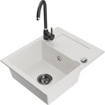 Mexen - enzo �vier en granit 1 bac avec �gouttoir et robinet de cuisine telma, blanc - 6506 - 20 - 670200 ...