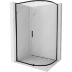Mexen - exo cabine de douche quart de cercle asym�trique coulissante 90 x 80 cm, transparent, noir - ...