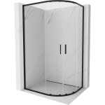 Mexen exo cabine de douche semi - circulaire asymtrique coulissante 90 x 80 cm, transparent, noir - ...