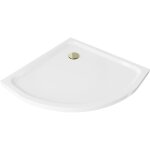 Mexen - flat bac  douche semi - circulaire slim 80 x 80 cm, blanc, siphon dor - 41108080g
