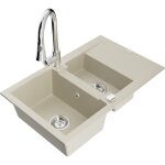 Mexen - gaspar vier en granit 1, 5 bac avec gouttoir et robinet cuisine elia, beige - 6507 - 69 - 670101 ...
