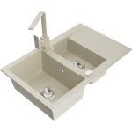 Mexen - gaspar évier en granit 1, 5 bac avec égouttoir et robinet de cuisine rita, beige - 6507 - 69 ... Mexen - gaspar évier en granit 1, 5 bac avec égouttoir et robinet de cuisine rita, beige - 6507 - 69 ...