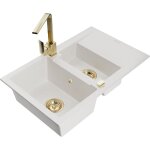 Mexen - gaspar vier en granit 1, 5 bac avec gouttoir et robinet de cuisine rita, blanc - 6507 - 20 ...