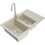 Mexen - gaspar évier en granit 1, 5 bac avec égouttoir et robinet de cuisine telma, beige - 6507 - 69 ... Mexen - gaspar évier en granit 1, 5 bac avec égouttoir et robinet de cuisine telma, beige - 6507 - 69 ...