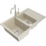 Mexen gaspar vier en granit 1, 5 cuve avec gouttoir et mitigeur carla, beige - 6507 - 69 - 670700 - ...