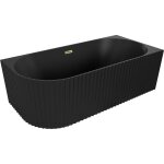 Mexen - gia baignoire lot d'angle rainure droite 150 x 75 cm, noir mat, trop - plein dor - 52701507571p ...