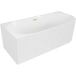 Mexen - gia baignoire �lot d'angle stri�e gauche 150 x 75 cm, blanc brillant, trop - plein dor� bross� ...