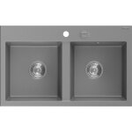 Mexen - hektor vier en granit 2 bacs 800 x 480 mm, gris, siphon chrom - 6521802000 - 71