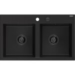Mexen - hektor vier en granit 2 bacs 800 x 480 mm, noir, siphon noir - 6521802000 - 77 - b