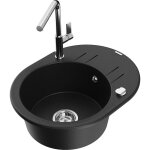 Mexen - kevin vier de cuisine 1 bac avec gouttoir et mitigeur flora, noir - 6517 - 77 - 670401 - 00 ...