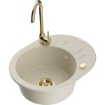Mexen - kevin �vier en granit 1 bac avec �gouttoir et robinet de cuisine telma, beige - 6517 - 69 - 670200 ...