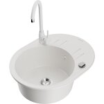 Mexen - kevin �vier en granit 1 bac avec �gouttoir et robinet de cuisine telma, blanc - 6517 - 20 - 670200 ...